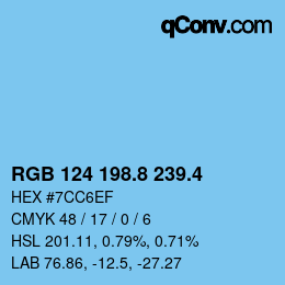 カラーコード: RGB 124 198.8 239.4 | qconv.com