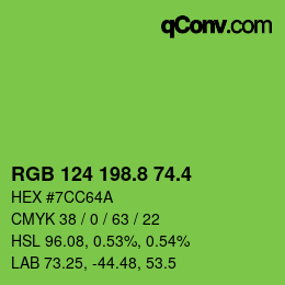 カラーコード: RGB 124 198.8 74.4 | qconv.com