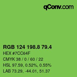 カラーコード: RGB 124 198.8 79.4 | qconv.com