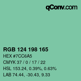 Color code: RGB 124 198 165 | qconv.com