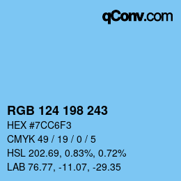Color code: RGB 124 198 243 | qconv.com