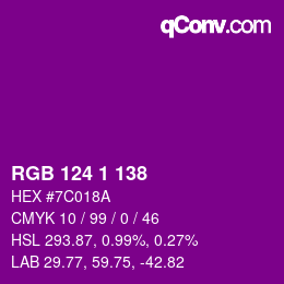 Color code: RGB 124 1 138 | qconv.com