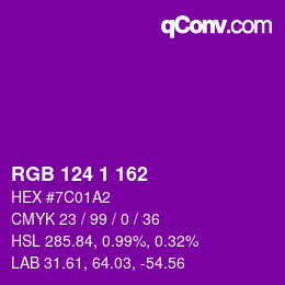 Código de color: RGB 124 1 162 | qconv.com