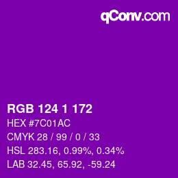Color code: RGB 124 1 172 | qconv.com