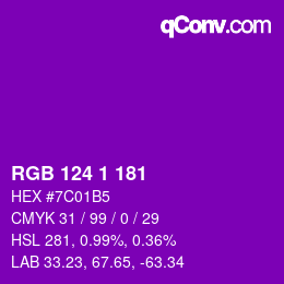 Color code: RGB 124 1 181 | qconv.com