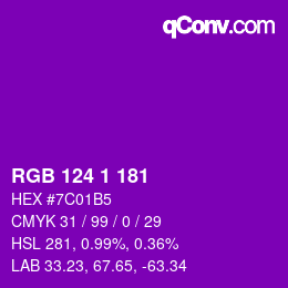 Color code: RGB 124 1 181 | qconv.com