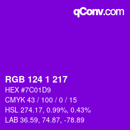 Color code: RGB 124 1 217 | qconv.com