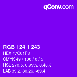 Color code: RGB 124 1 243 | qconv.com