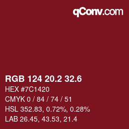カラーコード: RGB 124 20.2 32.6 | qconv.com