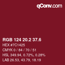 カラーコード: RGB 124 20.2 37.6 | qconv.com