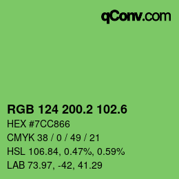 カラーコード: RGB 124 200.2 102.6 | qconv.com