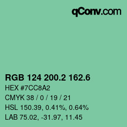 カラーコード: RGB 124 200.2 162.6 | qconv.com