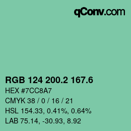 カラーコード: RGB 124 200.2 167.6 | qconv.com