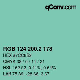 カラーコード: RGB 124 200.2 178 | qconv.com