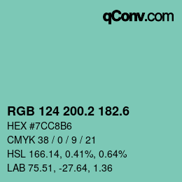 カラーコード: RGB 124 200.2 182.6 | qconv.com