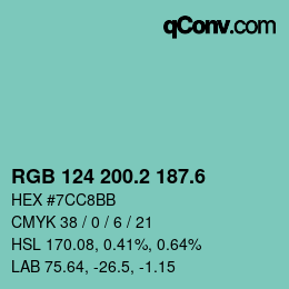 カラーコード: RGB 124 200.2 187.6 | qconv.com