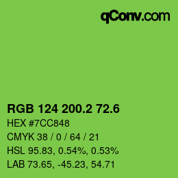 カラーコード: RGB 124 200.2 72.6 | qconv.com