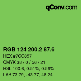 カラーコード: RGB 124 200.2 87.6 | qconv.com