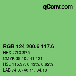 カラーコード: RGB 124 200.6 117.6 | qconv.com