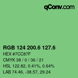 カラーコード: RGB 124 200.6 127.6 | qconv.com
