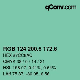 カラーコード: RGB 124 200.6 172.6 | qconv.com