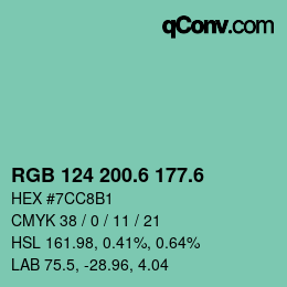 カラーコード: RGB 124 200.6 177.6 | qconv.com
