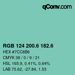 カラーコード: RGB 124 200.6 182.6 | qconv.com