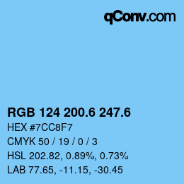 カラーコード: RGB 124 200.6 247.6 | qconv.com