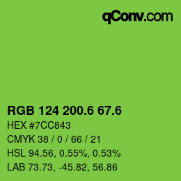 カラーコード: RGB 124 200.6 67.6 | qconv.com