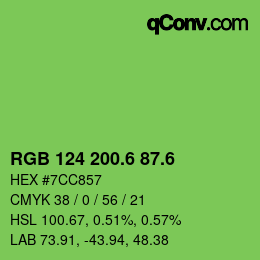 カラーコード: RGB 124 200.6 87.6 | qconv.com