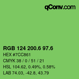 カラーコード: RGB 124 200.6 97.6 | qconv.com