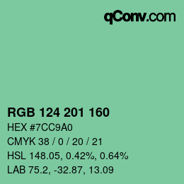 Color code: RGB 124 201 160 | qconv.com