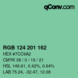 Color code: RGB 124 201 162 | qconv.com