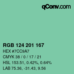 Color code: RGB 124 201 167 | qconv.com