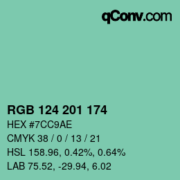 Color code: RGB 124 201 174 | qconv.com