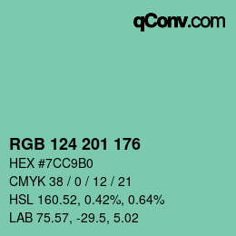 Color code: RGB 124 201 176 | qconv.com