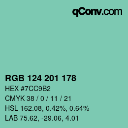Color code: RGB 124 201 178 | qconv.com