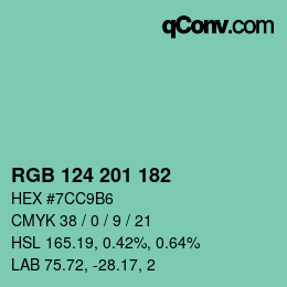 Color code: RGB 124 201 182 | qconv.com