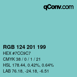 Color code: RGB 124 201 199 | qconv.com