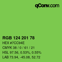 Color code: RGB 124 201 78 | qconv.com