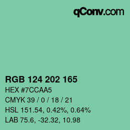 颜色代码: RGB 124 202 165 | qconv.com