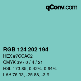 颜色代码: RGB 124 202 194 | qconv.com