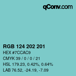 カラーコード: RGB 124 202 201 | qconv.com