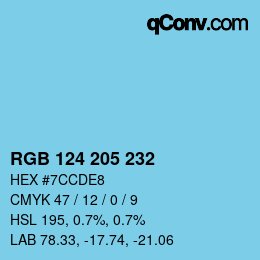 Color code: RGB 124 205 232 | qconv.com