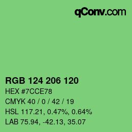 Color code: RGB 124 206 120 | qconv.com