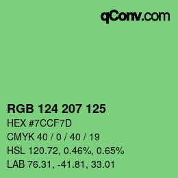 Color code: RGB 124 207 125 | qconv.com