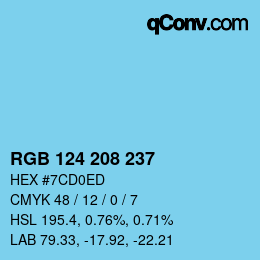颜色代码: RGB 124 208 237 | qconv.com
