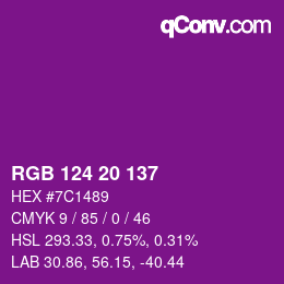 Color code: RGB 124 20 137 | qconv.com