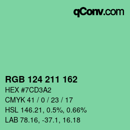 カラーコード: RGB 124 211 162 | qconv.com