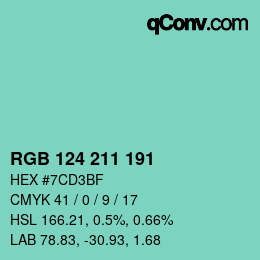 Color code: RGB 124 211 191 | qconv.com